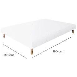Juanio Sommier à lattes avec pieds KEY, tapissier en bois massif couleur blanc - longueur 190 x largeur 140 cm* Sommier