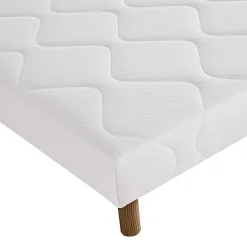 Juanio Sommier à lattes avec pieds KEY, tapissier en bois massif couleur blanc - longueur 190 x largeur 140 cm* Sommier