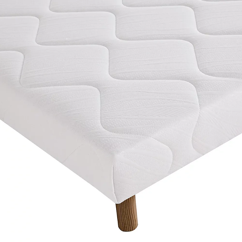 Juanio Sommier à lattes avec pieds KEY, tapissier en bois massif couleur blanc - longueur 190 x largeur 140 cm* Sommier