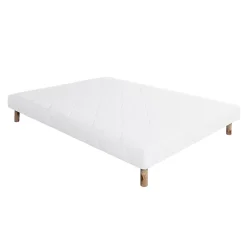Juanio Sommier à lattes avec pieds KEY, tapissier en bois massif couleur blanc - longueur 190 x largeur 140 cm* Sommier
