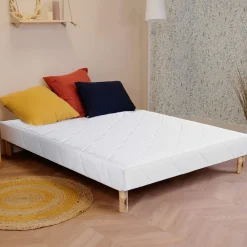 Juanio Sommier à lattes avec pieds KEY, tapissier en bois massif couleur blanc - longueur 190 x largeur 140 cm* Sommier
