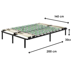 Sommier à Lattes Avec Plots De Soutien 140x200 Cm Avec Pieds><noscript><img width=