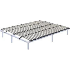 Monmobilierdesign Sommier à Lattes En Acier Avec Bande Stabilisatrice Blanc 180x200 Cm Avec Pieds* Sommier