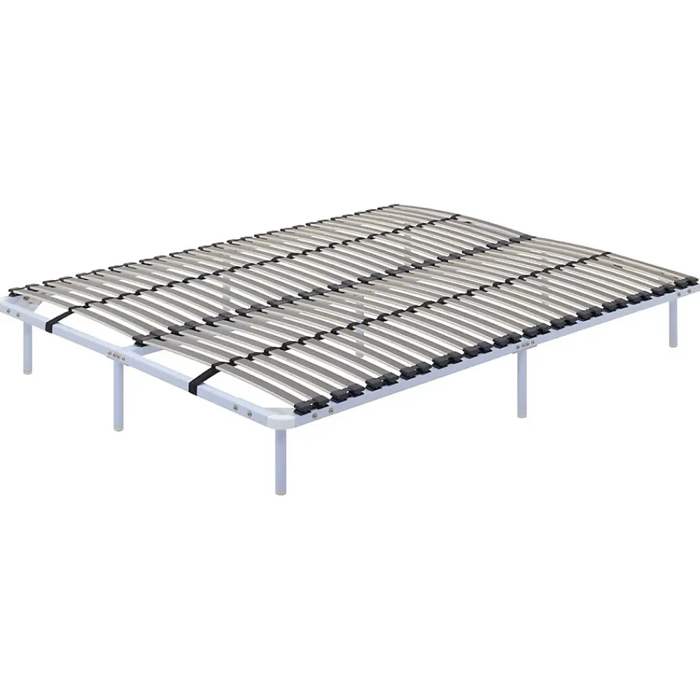 Monmobilierdesign Sommier à Lattes En Acier Avec Bande Stabilisatrice Blanc 180x200 Cm Avec Pieds* Sommier