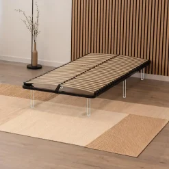 Monmobilierdesign Sommier à Lattes En Acier Avec Bande Stabilisatrice Noir 80x200 Cm Sans Pieds* Sommier