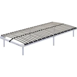 Monmobilierdesign Sommier à Lattes En Acier Avec Bande Stabilisatrice Blanc 90x190 Cm Avec Pieds* Sommier