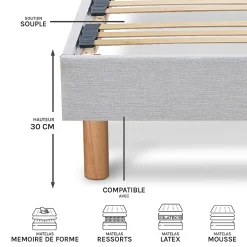 Sommier à lattes en bois Capitole 90x190 cm Coloris Gris clair Livré en kit><noscript><img width=
