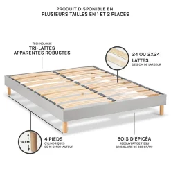 Sommier à lattes en bois Capitole 160x200 cm Coloris Gris clair Livré en kit><noscript><img width=
