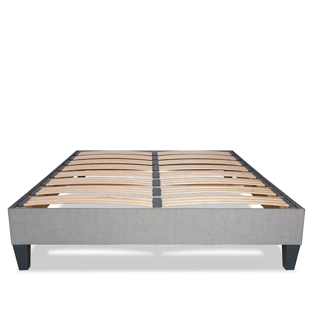 Olympe Literie Sommier à lattes en bois Ergostar 140x190 cm Coloris Gris clair Livré en kit* Sommier