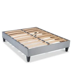 Olympe Literie Sommier à lattes en bois Ergostar 140x200 cm Coloris Gris clair Livré en kit* Sommier
