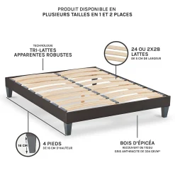 Sommier à lattes en bois Kit15 200x220 cm Coloris Gris anthracite Livré en kit><noscript><img width=