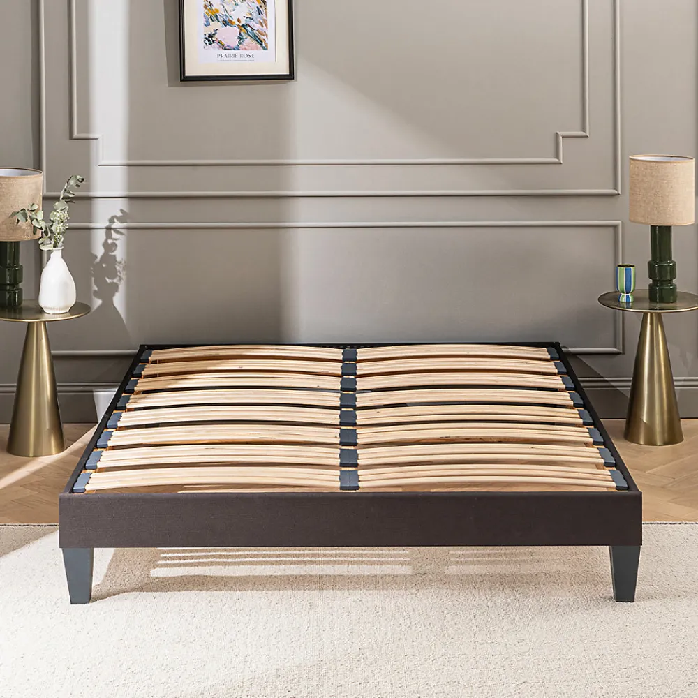 Sommier à lattes en bois Kit15 200x200 cm Coloris Gris anthracite Livré en kit>Olympe Literie New