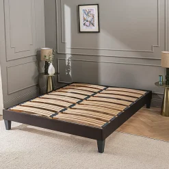 Olympe Literie Sommier à lattes en bois Kit15 120x190 cm Coloris Gris anthracite Livré en kit* Sommier
