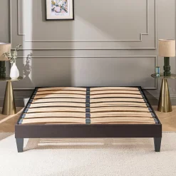 Olympe Literie Sommier à lattes en bois Kit15 180x200 cm Coloris Gris anthracite Livré en kit* Sommier