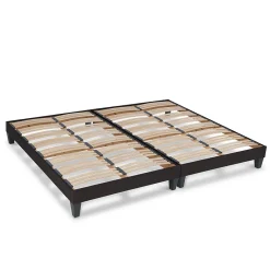 Olympe Literie Sommier à lattes en bois Kit15 2x120x220 cm Coloris Gris anthracite Livré en kit* Sommier