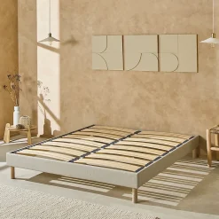 Nuit De Coton Sommier à lattes en bois Lino 160x200 cm Coloris Beige Livré en kit* Sommier
