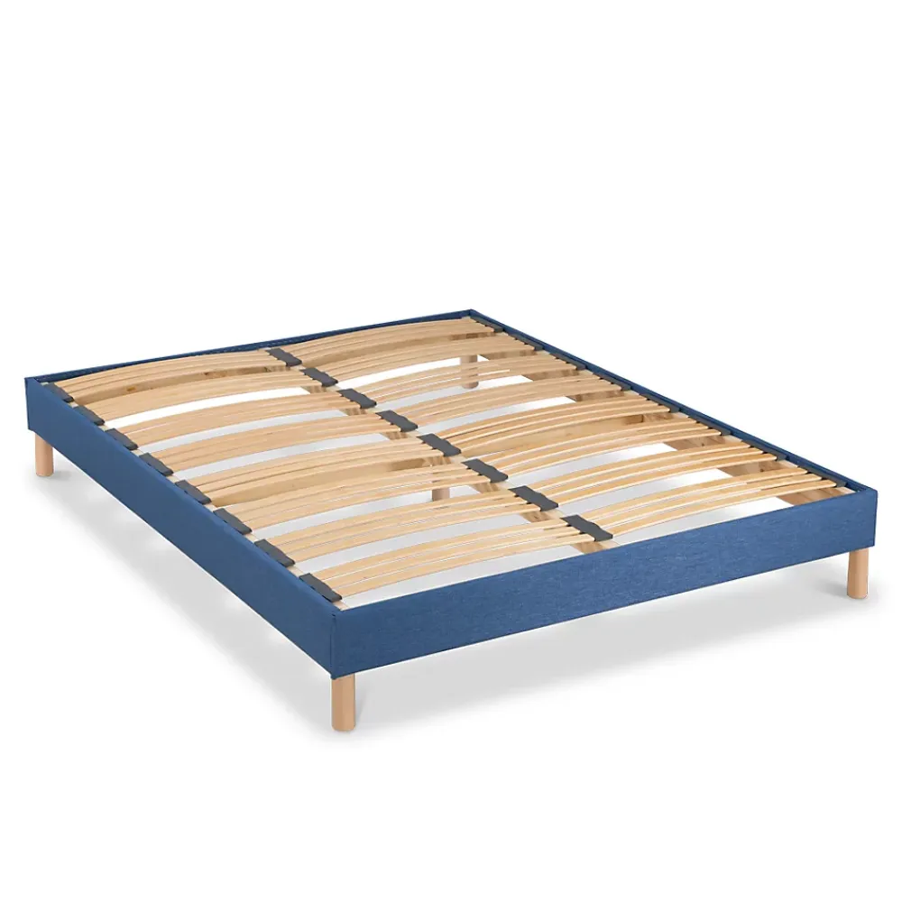 Bellecour Sommier à lattes en bois Lumière 140x190 cm Coloris Bleu marine Livré en kit* Sommier
