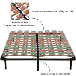 Sommier à Lattes Ergonomique Avec Plots De Soutien 200x200 Cm Avec Pieds>Monmobilierdesign Discount