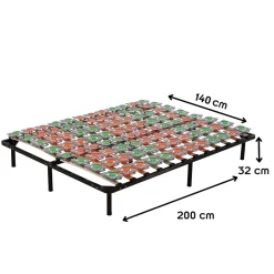 Monmobilierdesign Sommier à Lattes Ergonomique Avec Plots De Soutien 140x200 Cm Avec Pieds* Sommier