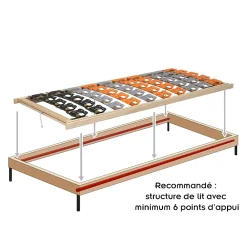 Monmobilierdesign Sommier à Lattes Ergonomique Avec Plots De Soutien Cadre En Bois Tête Et Pied Relevables 120x200 Cm* Sommier