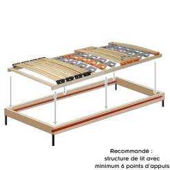 Monmobilierdesign Sommier à Lattes Ergonomique En Bois Avec Plots De Soutien 7 Zones De Confort 100x200 Cm* Sommier
