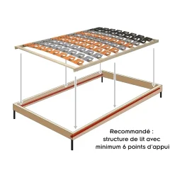 Monmobilierdesign Sommier à Lattes Ergonomique Cadre En Bois Avec Plots De Soutien 140x200 Cm* Sommier