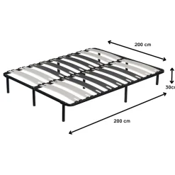 Monmobilierdesign Sommier à Lattes Larges 200x200 Cm Avec Pieds* Sommier