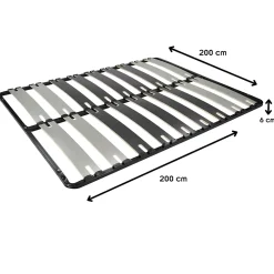 Monmobilierdesign Sommier à Lattes Larges 200x200 Cm Sans Pieds* Sommier