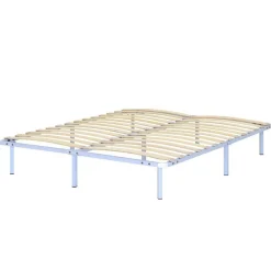 Monmobilierdesign Sommier à Lattes Robuste Avec Pieds En Acier - Montage Facile - 160x200 Cm Blanc* Sommier