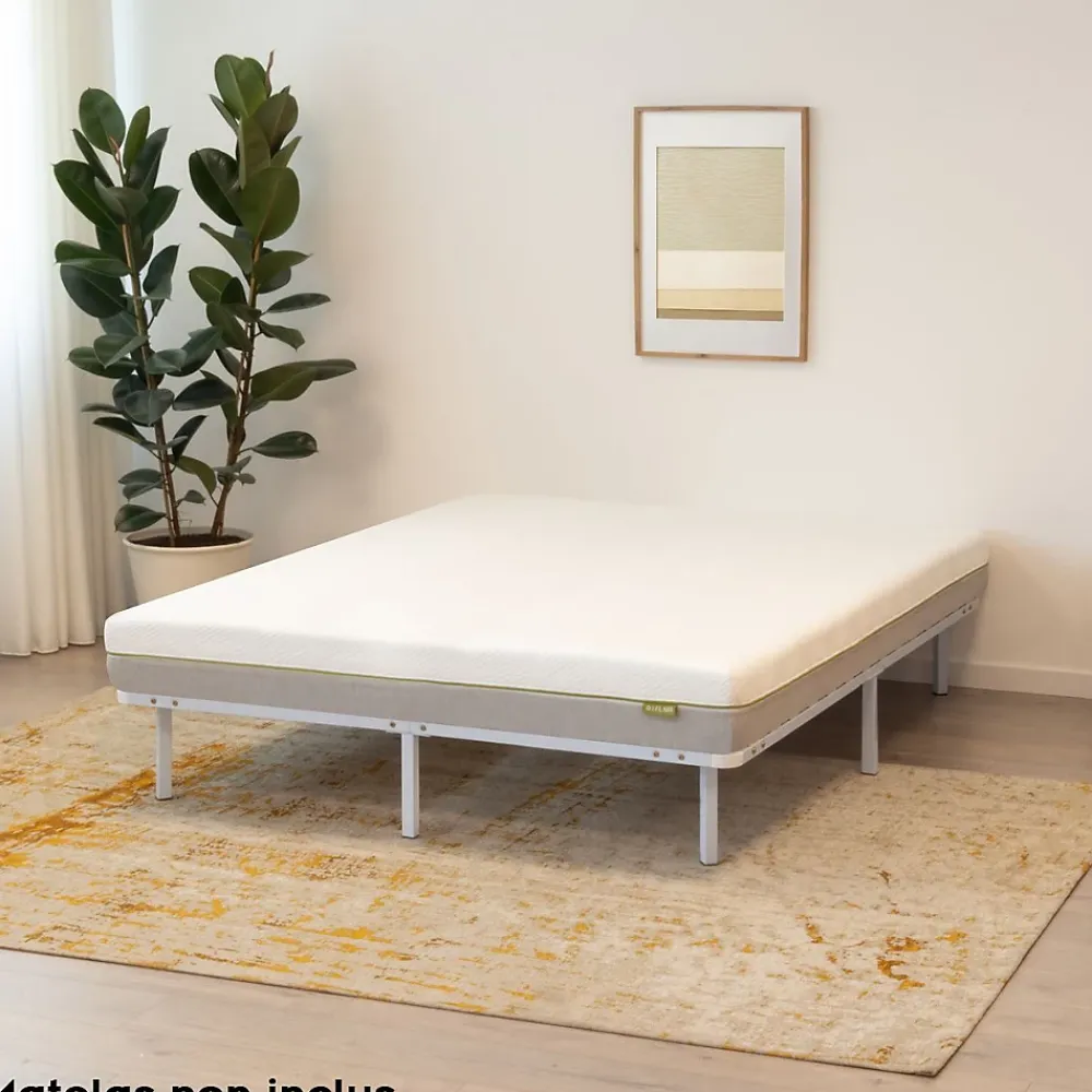 Monmobilierdesign Sommier à Lattes Robuste Avec Pieds En Acier - Montage Facile - 160x200 Cm Blanc* Sommier
