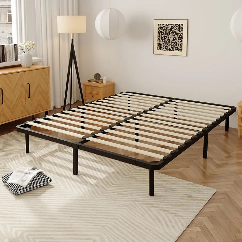 Sommier à Lattes sur Pieds,7 Pieds Inclus, Lit 2x14 Latte,160x200 CM>Teeno Best