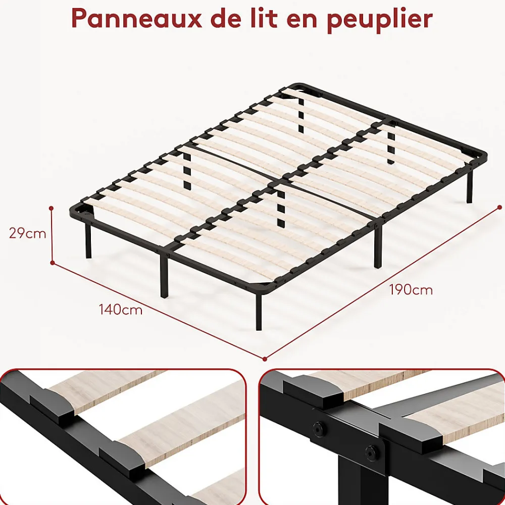 Sommier à Lattes sur Pieds, Lit 2x13 Lattes,7 Pieds Inclus,140x190CM Dewinner>Teeno Best