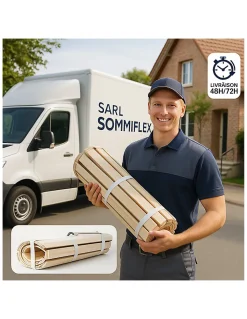 SOMMIER à LATTES 90x200 ou 90x190 SOMMIER à LATTES sur ROULEAU LATTES pour LIT><noscript><img width=