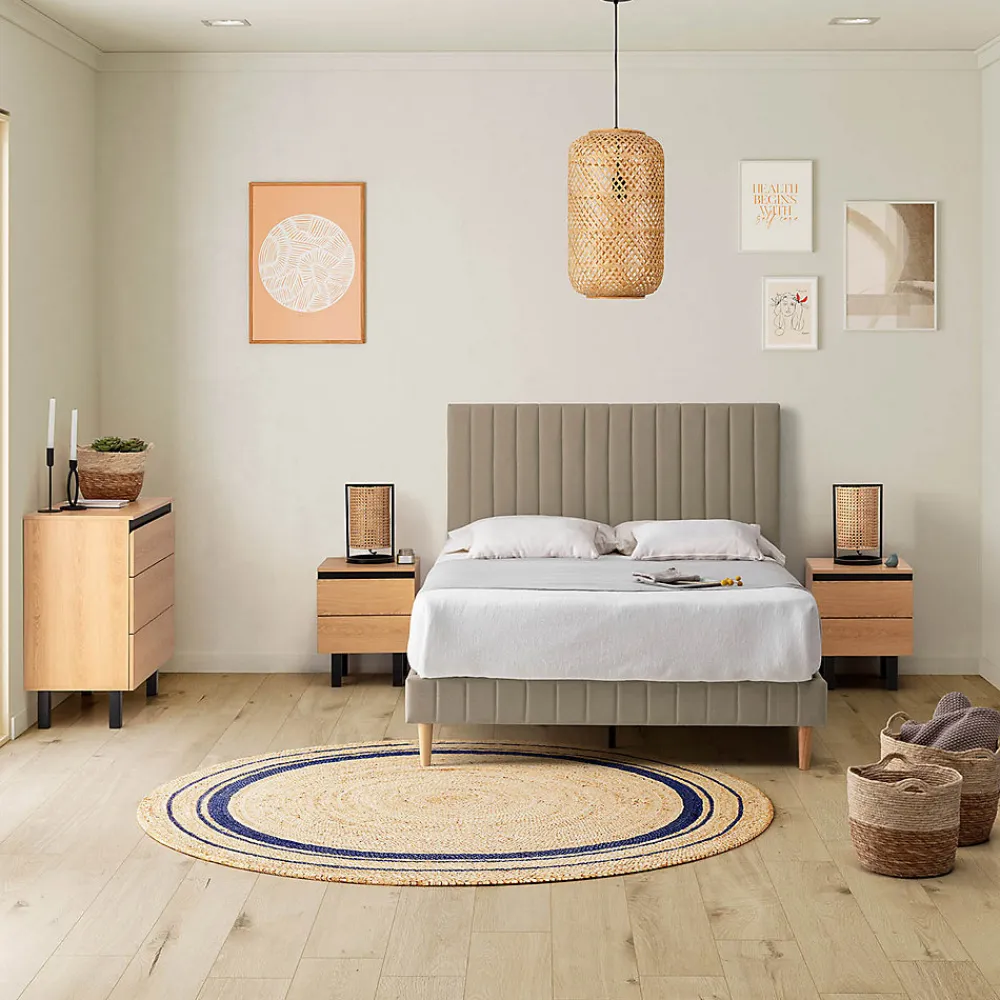 Sommier + tête de lit Eris 140x200 cm Beige>Vs Venta-Stock Outlet