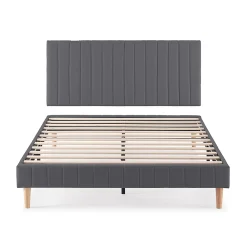Vs Venta-Stock Sommier + tête de lit Eris 140x190 cm Gris foncé* Sommier