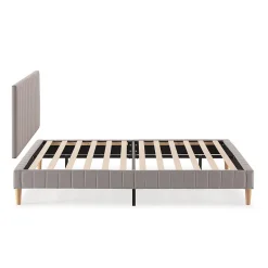 Sommier + tête de lit Eris 140x190 cm Gris clair><noscript><img width=