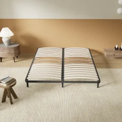 November Sommier 140 x 200 cm à lattes en bois - Renfort lombaire - 7 Pieds - Résistant, stable et durable* Sommier