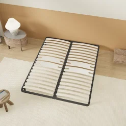 November Sommier 140 x 200 cm à lattes en bois - Renfort lombaire - 7 Pieds - Résistant, stable et durable* Sommier