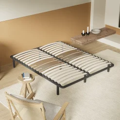 November Sommier 140 x 200 cm à lattes en bois - Renfort lombaire - 7 Pieds - Résistant, stable et durable* Sommier
