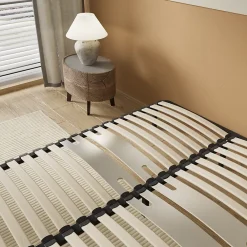 November Sommier 140 x 200 cm à lattes en bois - Renfort lombaire - 7 Pieds - Résistant, stable et durable* Sommier