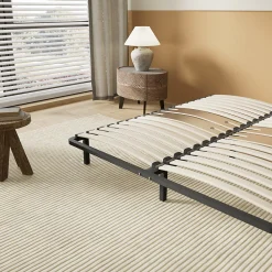 Sommier 120 x 190 cm à lattes en bois - Renfort lombaire - 7 Pieds - Résistant, stable et durable><noscript><img width=