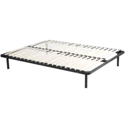 Vente-unique Sommier cadre à lattes 140 x 200 cm - 2x19 lattes - Sans pieds - Noir - KALISTA de YSMÉE* Sommier
