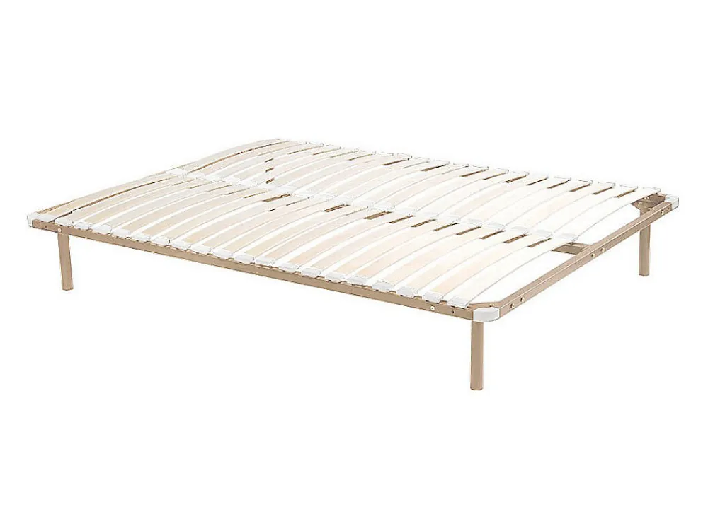 Sommier cadre à lattes 140 x 190 cm - 2x19 lattes avec pieds - Beige - KALISTA de YSMÉE>Vente-unique Best