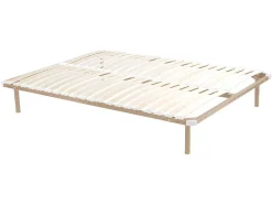 Sommier cadre à lattes 140 x 190 cm - 2x19 lattes avec pieds - Beige - KALISTA de YSMÉE><noscript><img width=