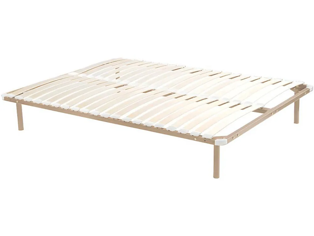 Sommier cadre à lattes 140 x 190 cm - 2x19 lattes avec pieds - Beige - KALISTA de YSMÉE>Vente-unique Best