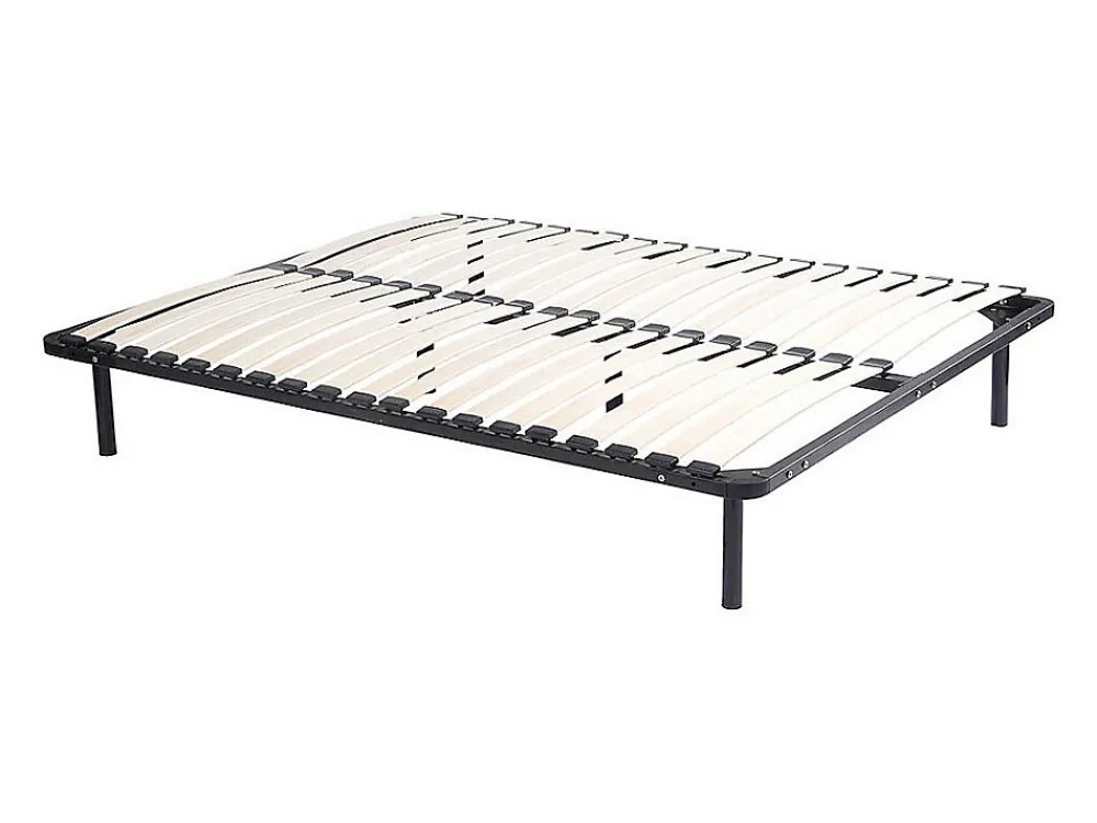 Sommier cadre à lattes 140 x 190 cm - 2x19 lattes - Avec pieds - Noir - KALISTA de YSMÉE>Vente-unique Discount
