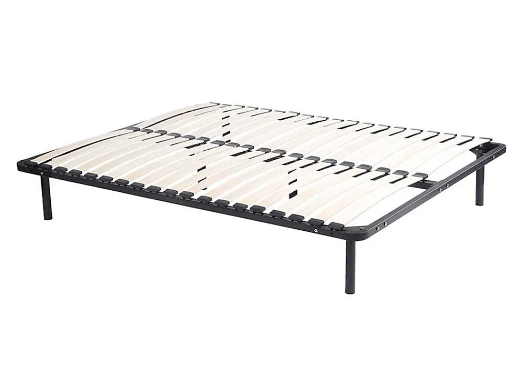 Sommier cadre à lattes 140 x 190 cm - 2x19 lattes - Avec pieds - Noir - KALISTA de YSMÉE>Vente-unique Discount