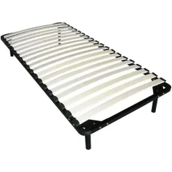 Vente-unique Sommier cadre à lattes 90 x 190 cm - 19 lattes - Avec pieds- Noir - KALISTA de YSMÉE* Sommier