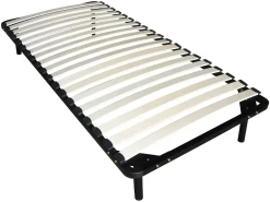 Vente-unique Sommier cadre à lattes 90 x 190 cm - 19 lattes - Avec pieds- Noir - KALISTA de YSMÉE* Sommier