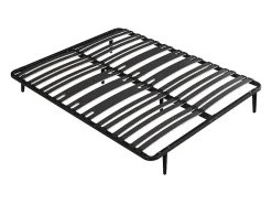 Sommier cadre à lattes 140 x 190 cm - 2 x 15 lattes - 3 zones soutien lombaire renforcé - Avec pied - Noir - CERRISI de YSMÉE>Vente-unique
